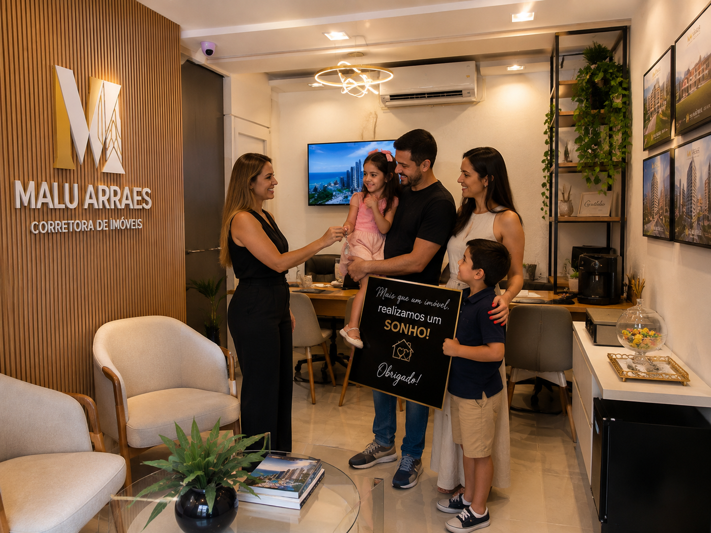 Malu Arraes celebrando a realização do sonho de uma família